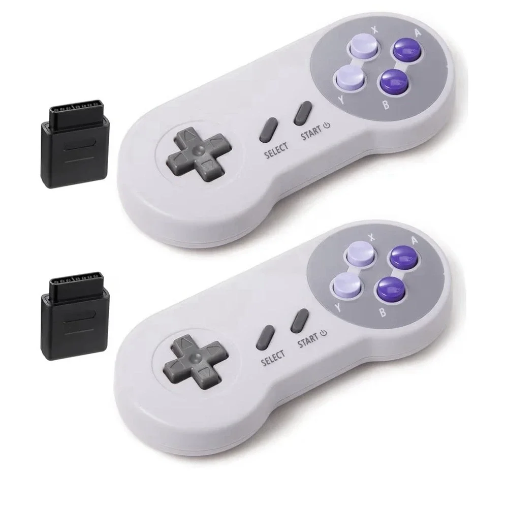 KIWITATA 2 Pack 2.4GHz Wireless Controller For Super Nintendo Purple Button